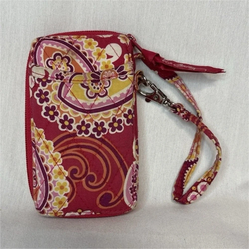 Vera Bradley Raspberry Fizz Pattern ID Pocket Wristlet